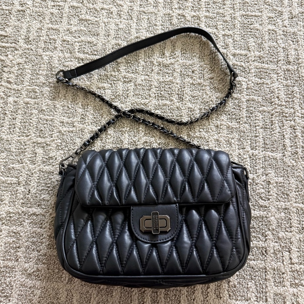 Badgley Mischka Black Quilted Crossbody Bag with chain strap
